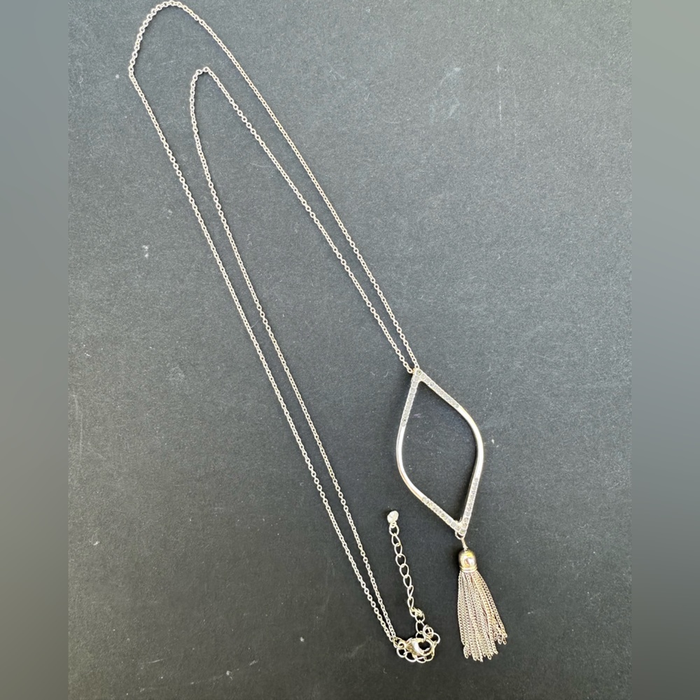 EUC Long Necklace with Rhinestones and Tassel